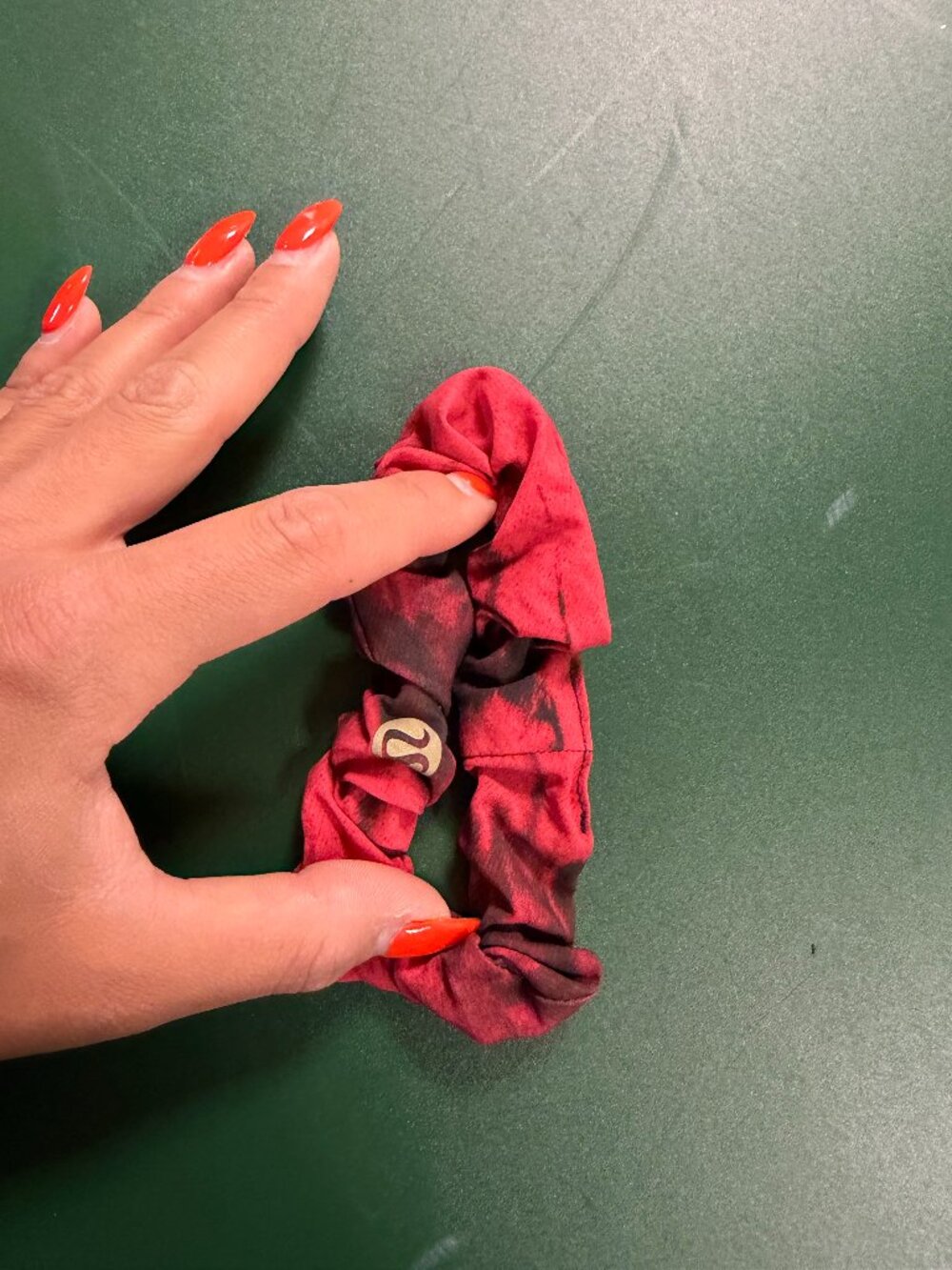 limited edition red tie dye colorway lululemon scrunchie